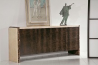 Верх и боковины мрамор с контрастными вставками. Двери дерево (венге, черное или нптуральное) или кожа.   150, 190 x 50 x h 84